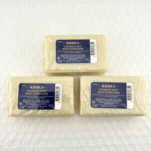 3x Kiehl s Ultimate Man Body Scrub Soap 3.2 oz Each Bars total 9.6 oz NEW SEALED